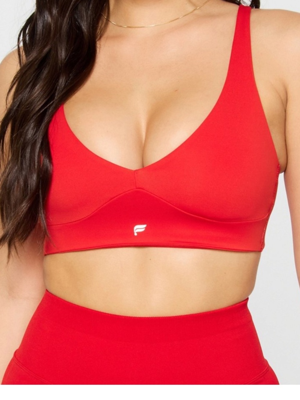 NWT Fabletics PureLuxe Longline Low Impact Bra Heated Red Size M